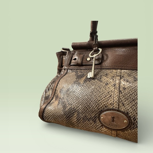 Fossil Maddox Bar Satchel 2011 Snake Embossed Leather - Picture 4 of 10